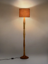 Natural Honey Floor Lamp with Jute Brown Shade