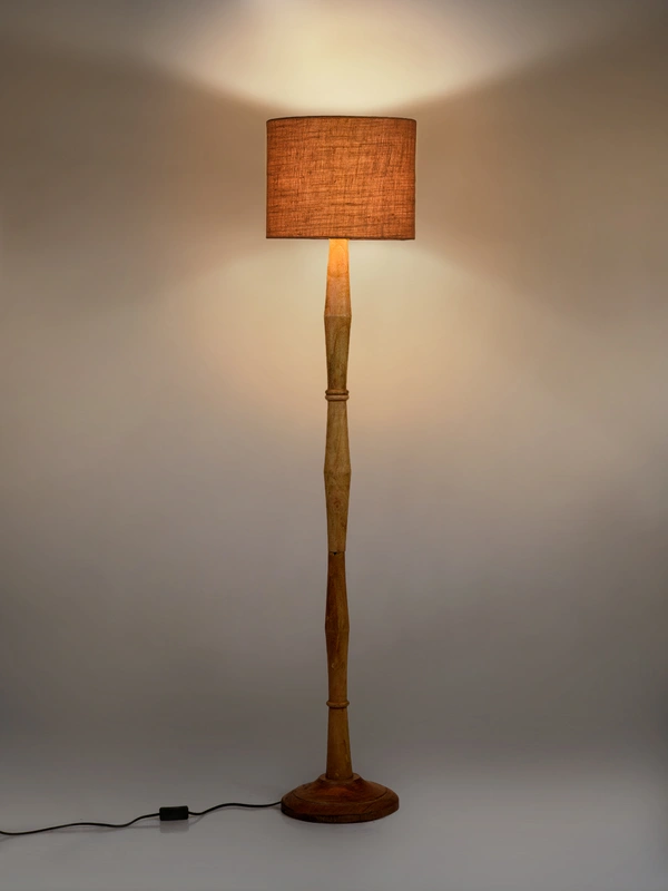 Natural Honey Floor Lamp with Jute Brown Shade