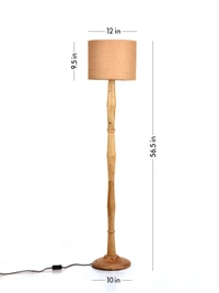 Natural Honey Floor Lamp with Jute Brown Shade