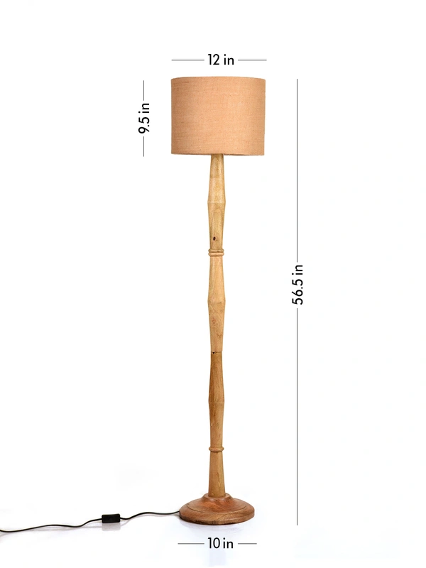 Natural Honey Floor Lamp with Jute Brown Shade