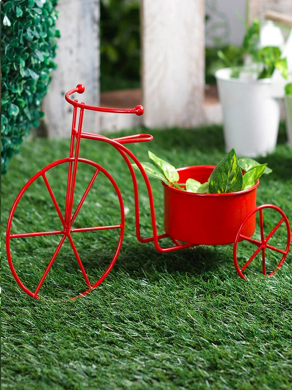 Small Cycle Planter Red