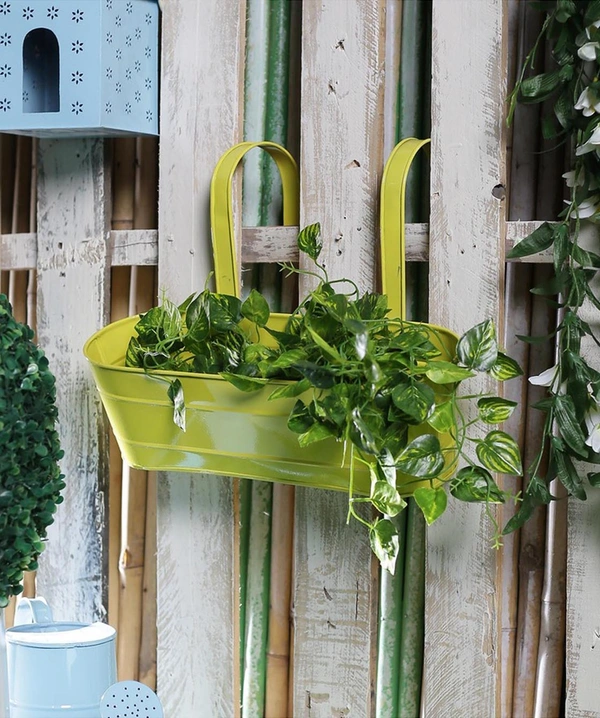 Oval Railing Planter Large Yellow