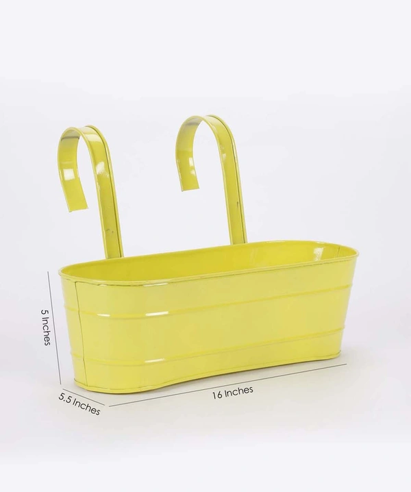 Oval Railing Planter Large Yellow