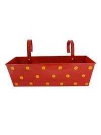 Polka Dot Rectangle Planter Red