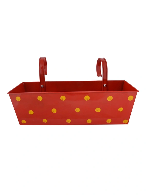Polka Dot Rectangle Planter Red