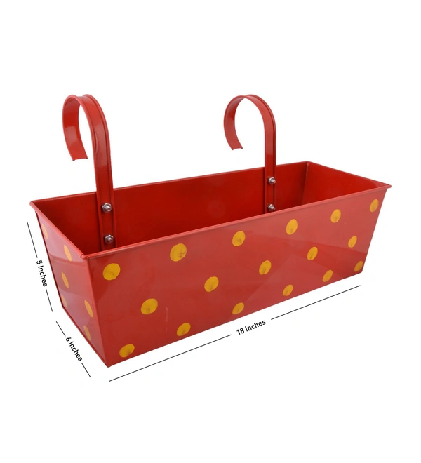 Polka Dot Rectangle Planter Red