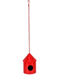 Round Hut Bird House Red
