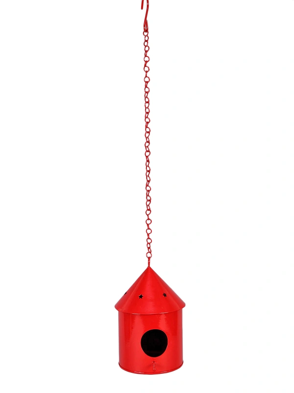 Round Hut Bird House Red