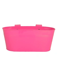 Set of Two 12'' Oval Railing Planter Pink