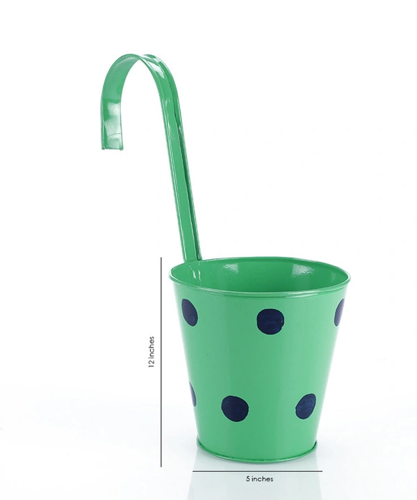 Set of two Railling Pot Polka Blue & Green