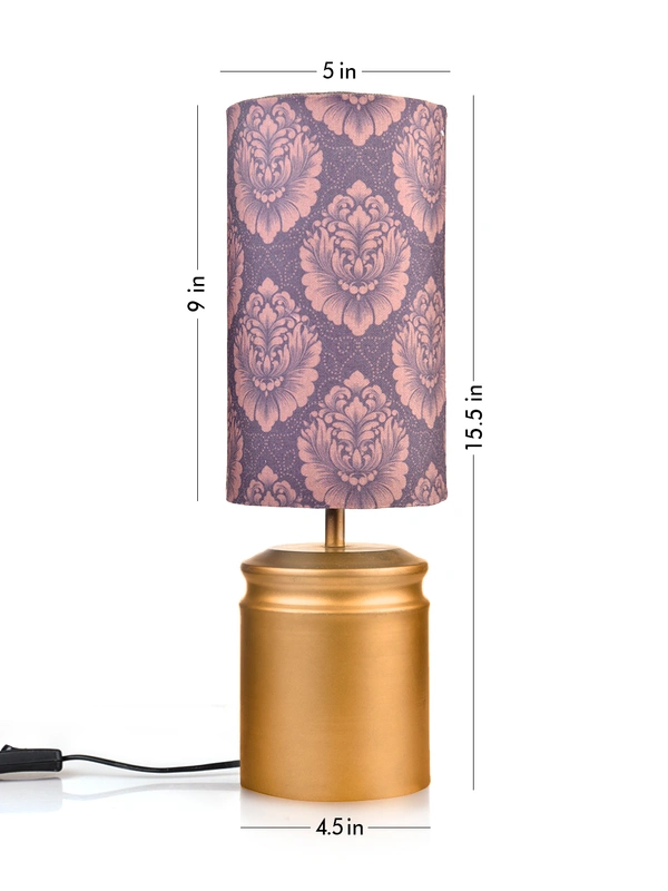 Metal Golden Table Lamp with Motives Printed Shade