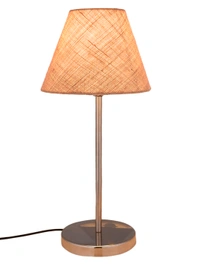 Metal Table Lamp with Brown Jute Shade
