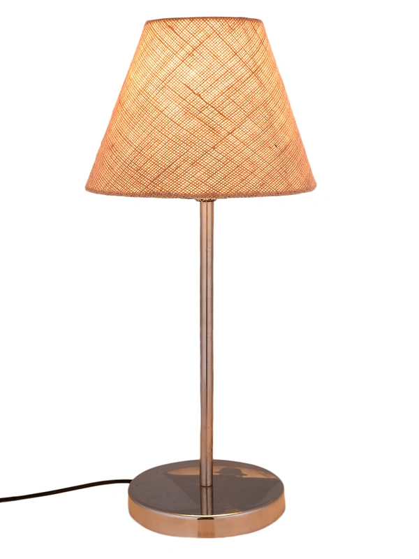 Metal Table Lamp with Brown Jute Shade