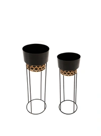 Set of Two Black Planter Stand