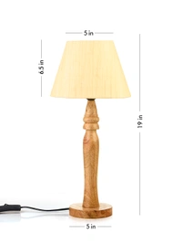 Green girgit Round Brown Lamp with Taper Off White Cotton Shade