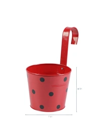 Set of Five 7'' Polka Dot Round Planters