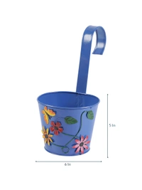 Set of Five Flower embossed Railing Pots