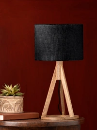 Jute Black Trio Wooden Lamp