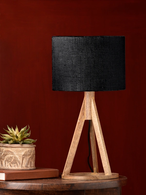 Jute Black Trio Wooden Lamp