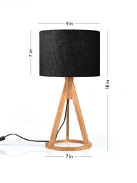 Jute Black Trio Wooden Lamp