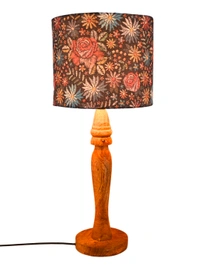 Wooden Black Floral Stich Lamp