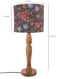 Wooden Black Floral Stich Lamp
